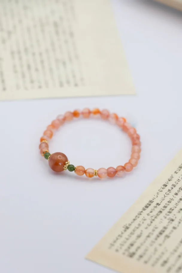 XIAO YU – Armband aus Südlichem Roten Achat & Grünem Jaspis