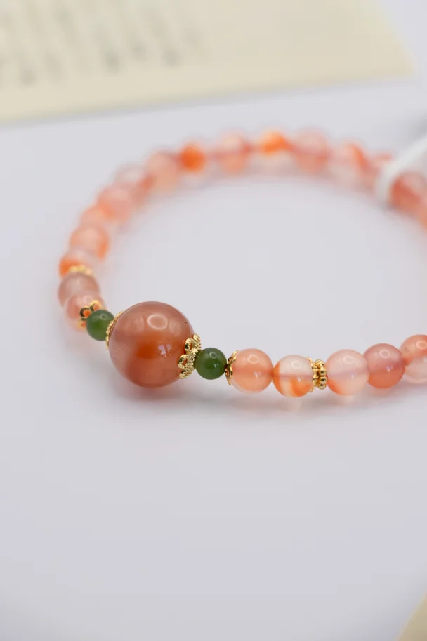 XIAO YU – Armband aus Südlichem Roten Achat & Grünem Jaspis