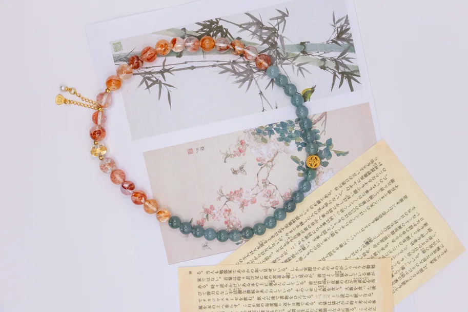 Mei Xiu – Armband aus Roter Feuerachat & Jade der Klasse A