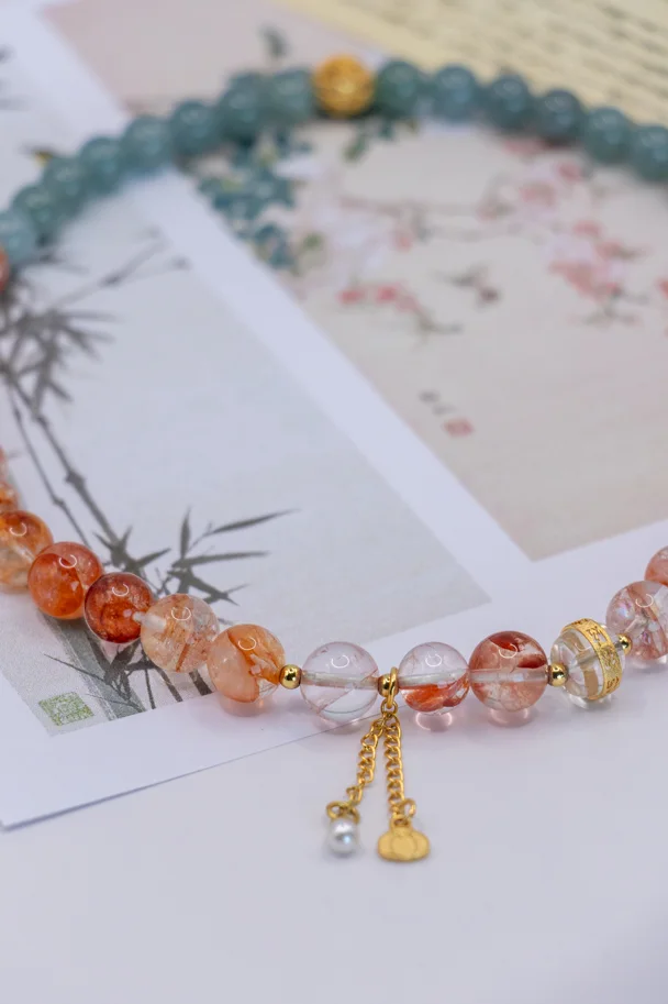 Mei Xiu – Armband aus Roter Feuerachat & Jade der Klasse A
