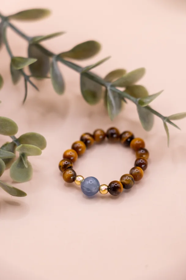 Jin Xuan – Ring aus Gelbem Tigerauge & Kyanit