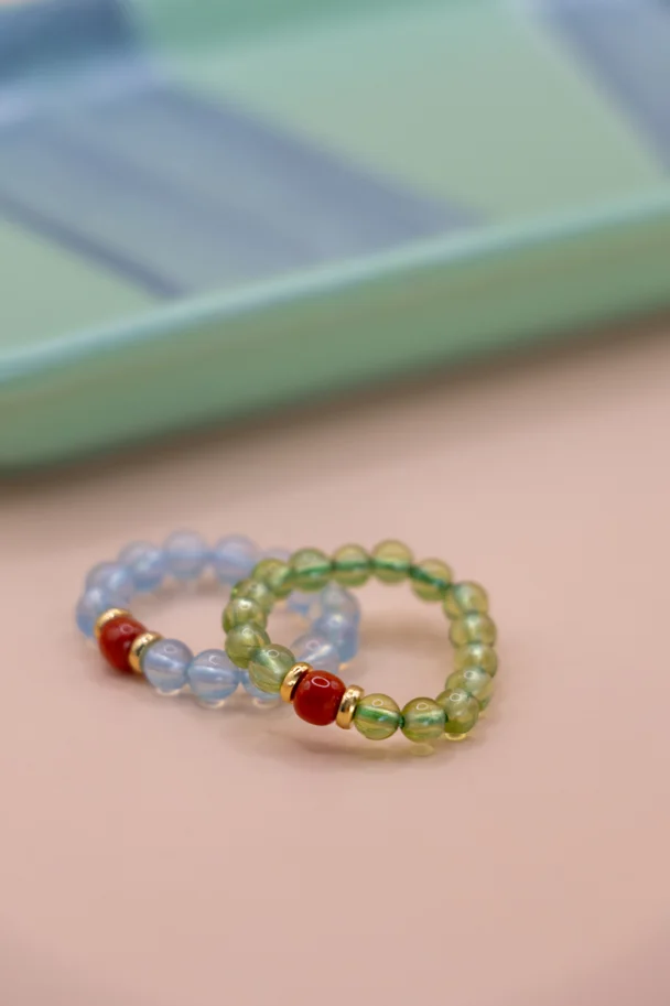 Hai Lan – Ring aus Natürlichem Aquamarin & Roter Achat